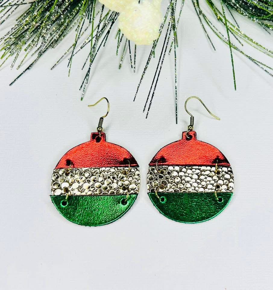 CHRISTMAS ORNAMENTS TRIPLE LAYERED HANDMADE EARRINGS BY B.O.D