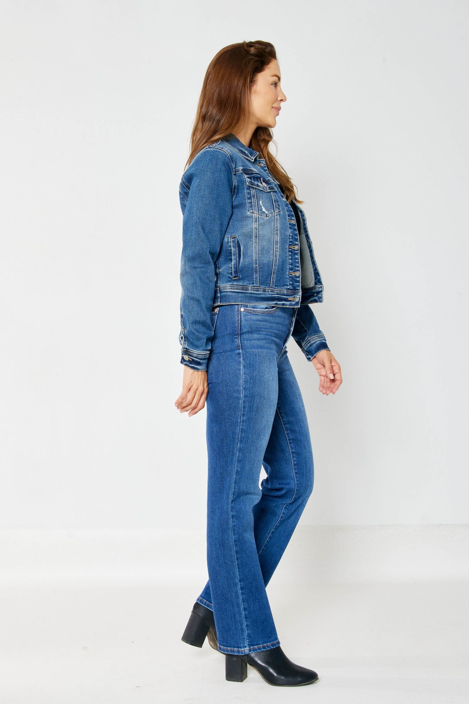 High Waist Medium Wash Hidden Button Fly Dad Jeans Judy Blue Denim-PLUS SIZES 16W & 20W left.