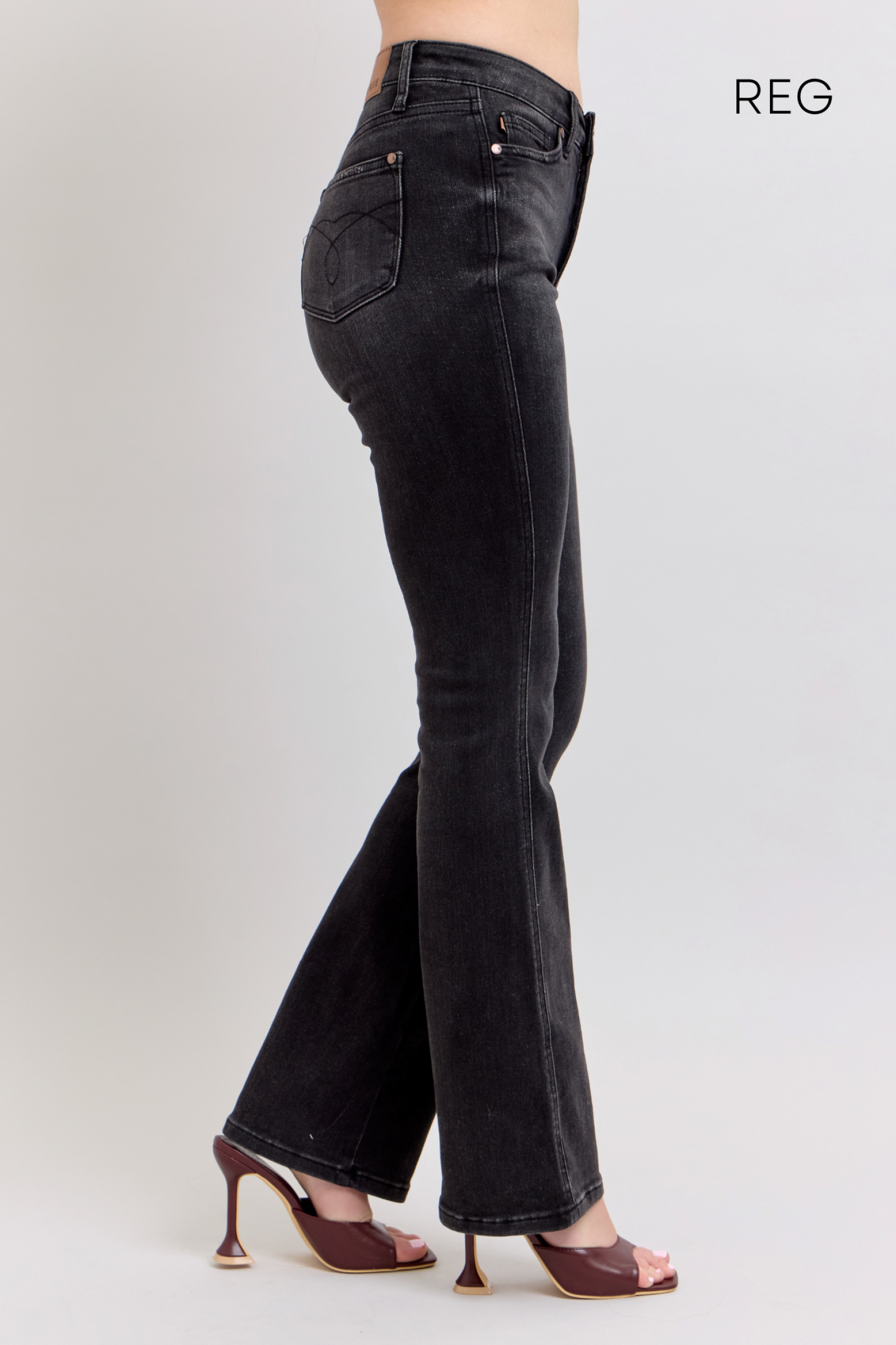 BLACK HIGH WAIST BOOTCUT TUMMY CONTROL *REGULAR INSEAM* JUDY BLUE DENIM
