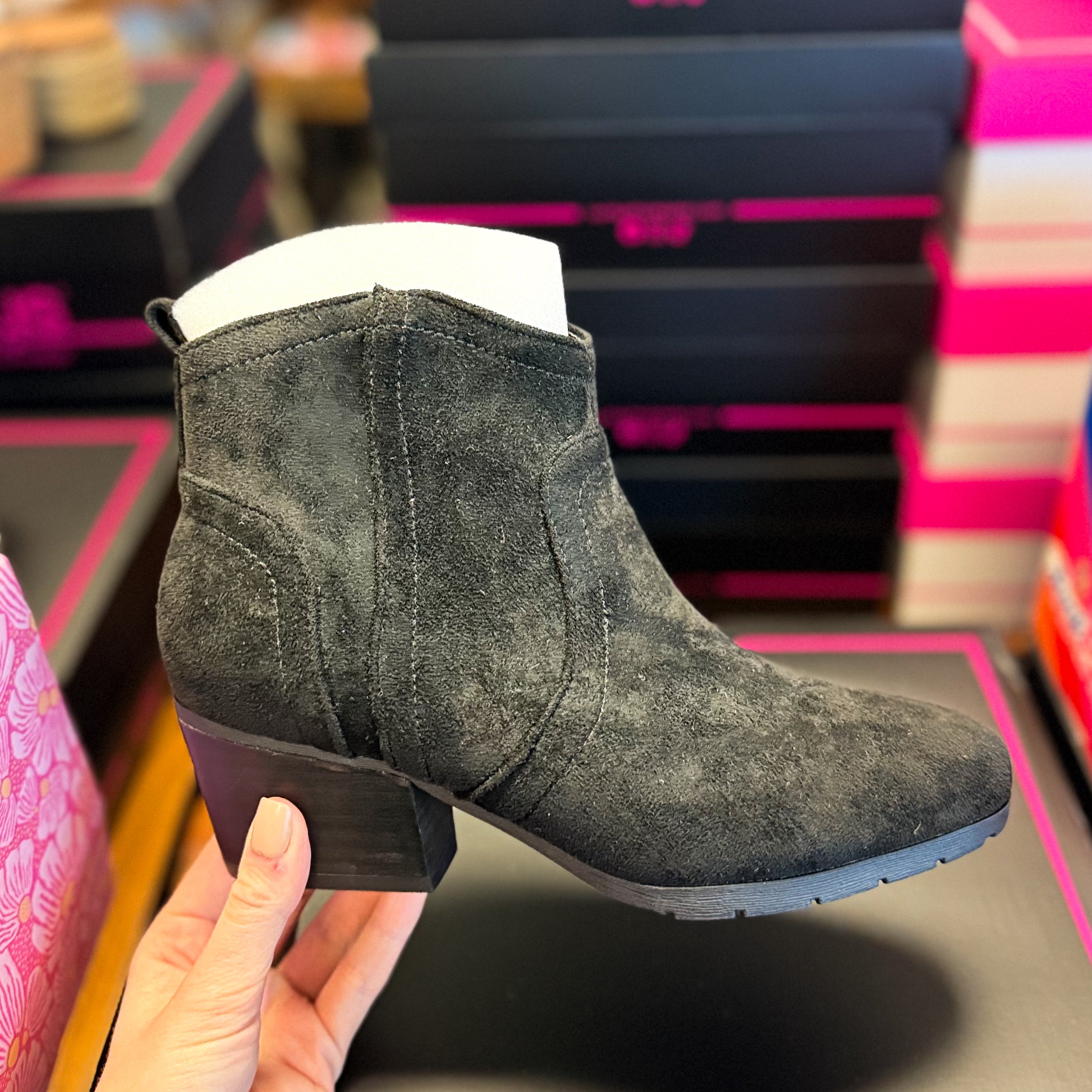 YONDER BLACK FAUX SUEDE CORKYS BOOTIE BOOTS