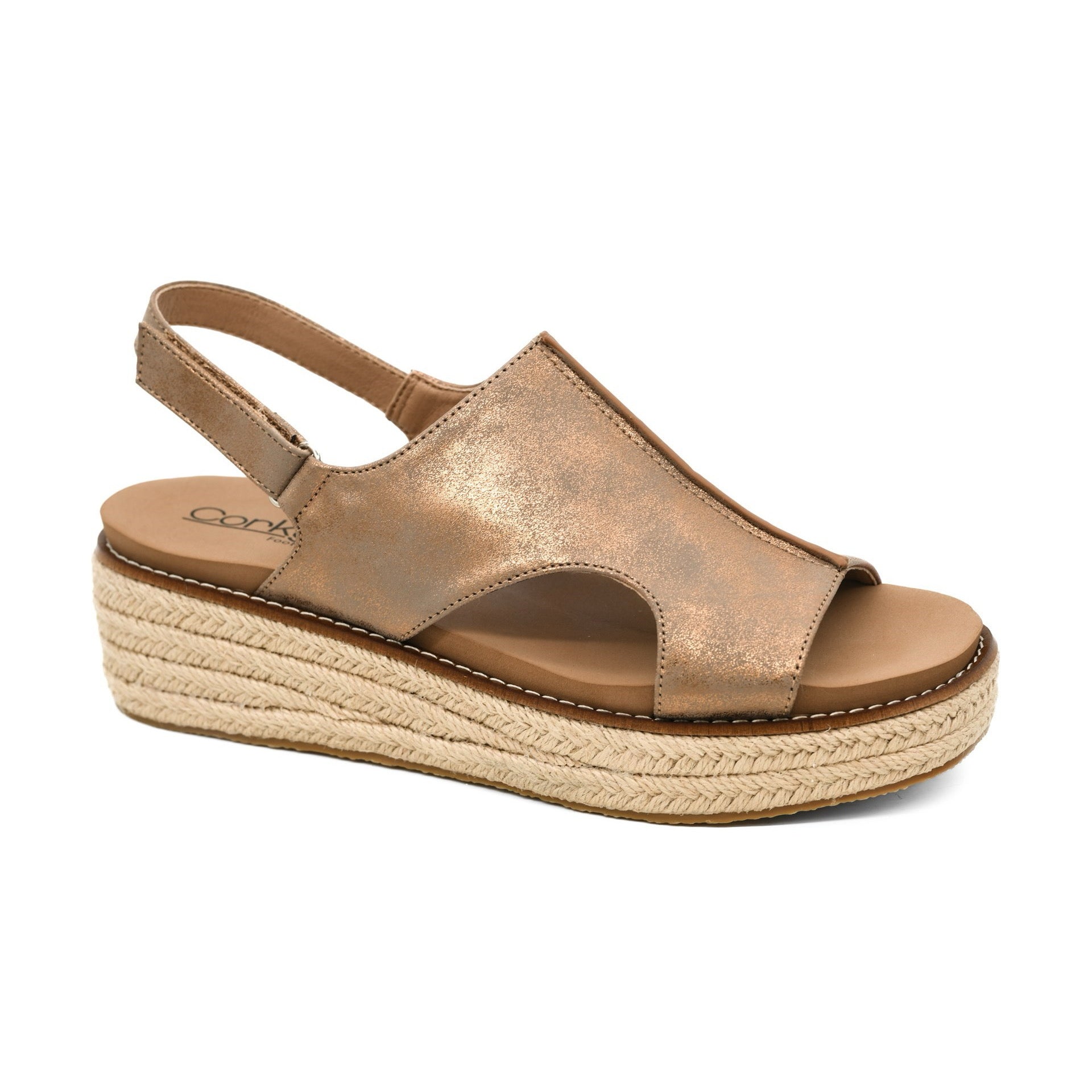 READY OR NOT BRONZE METALLIC CORKYS SANDAL WEDGES