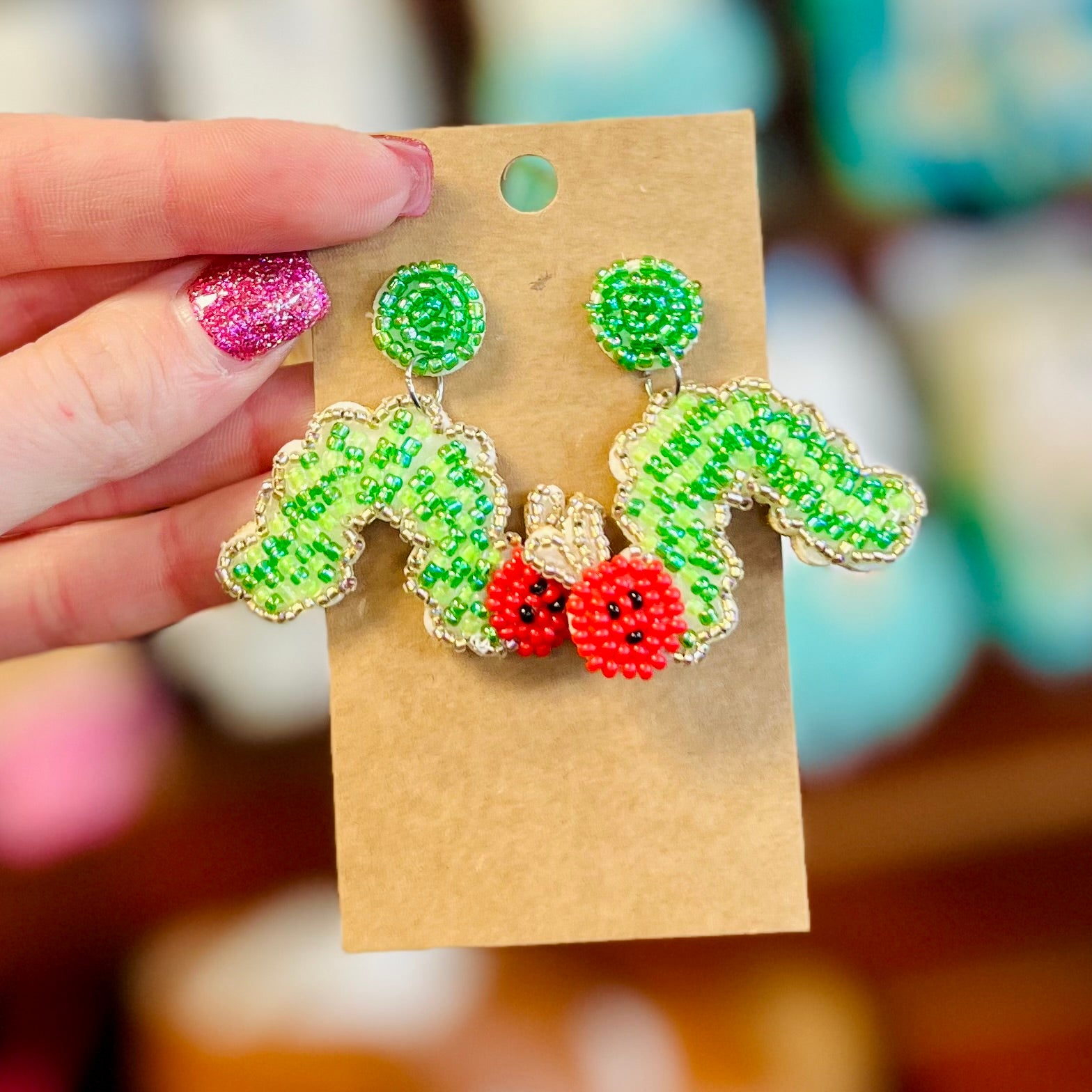 CATERPILLAR SEEDBEAD EARRINGS FOR TEACHERS