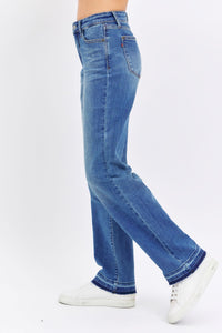 MID RISE DARKWASH DAD JEAN WITH RELEASE HEM JUDY BLUE DENIM