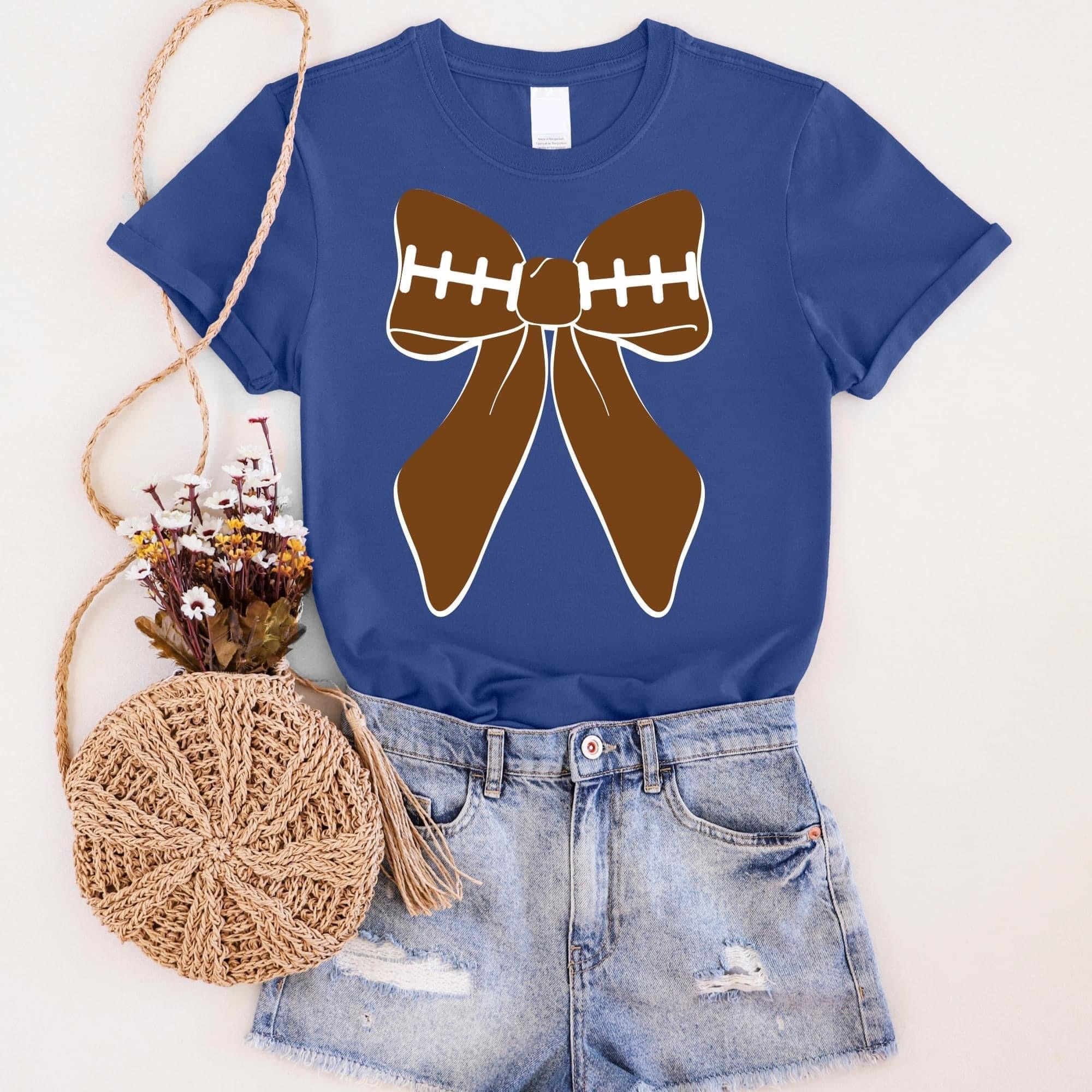 ROYAL BLUE FOOTBALL BOW TSHIRT