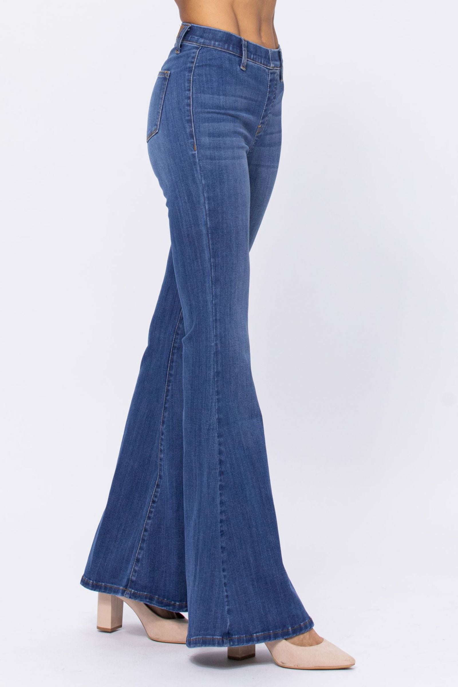 Hi-Waist Pull-On Super Flare Judy Blue Denim- SIZES 9 & 11 left.