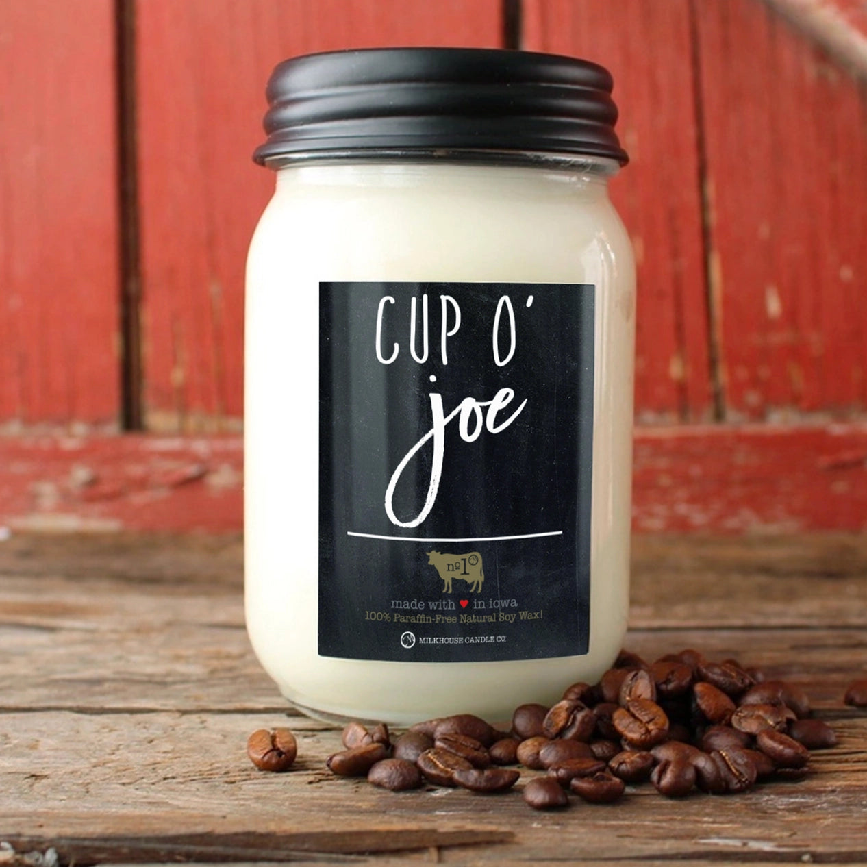 13 OZ MASON JAR CUP O' JOE MILKHOUSE CANDLE CO