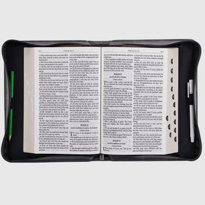 Trust In The Lord Gray Black Faux Leather Bible Cover MEDIUM