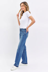 MID RISE DARKWASH DAD JEAN WITH RELEASE HEM JUDY BLUE DENIM