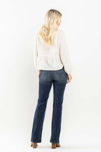 High Waist Vintage Pull On Slim Bootcut Darkwash Judy Blue Denim- SIZES 1 & 3 left.