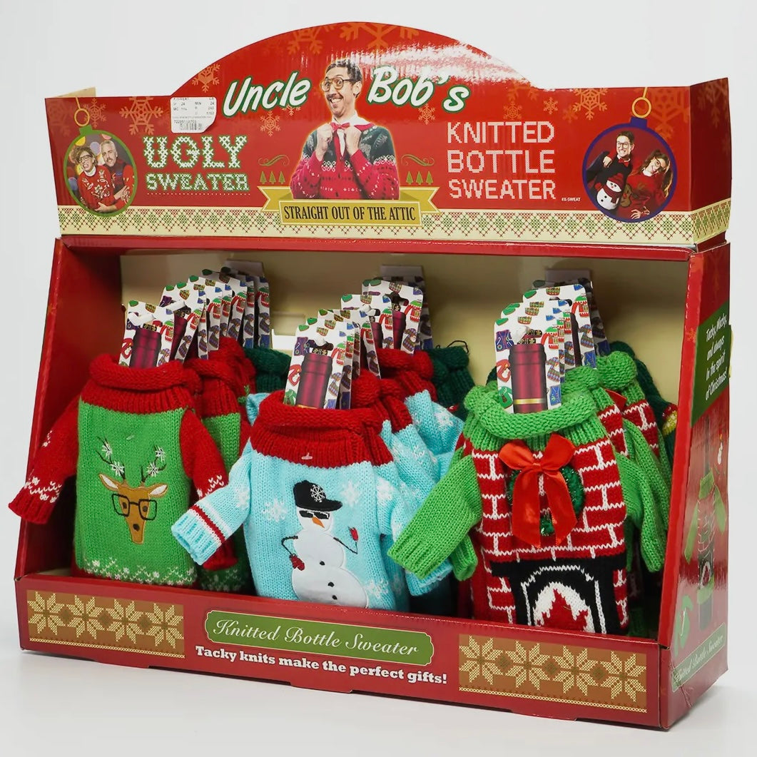 UNCLE BOB'S UGLY SWEATER KNITTED WINE BOTTLE SWEATERS - GAG GIFT