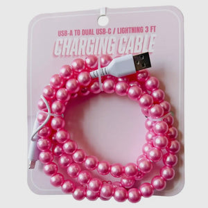 FANCY SMANCY BEADED CHARGING CABLES (USB-A TO DUAL USB-C / LIGHTENING 3 FOOT
