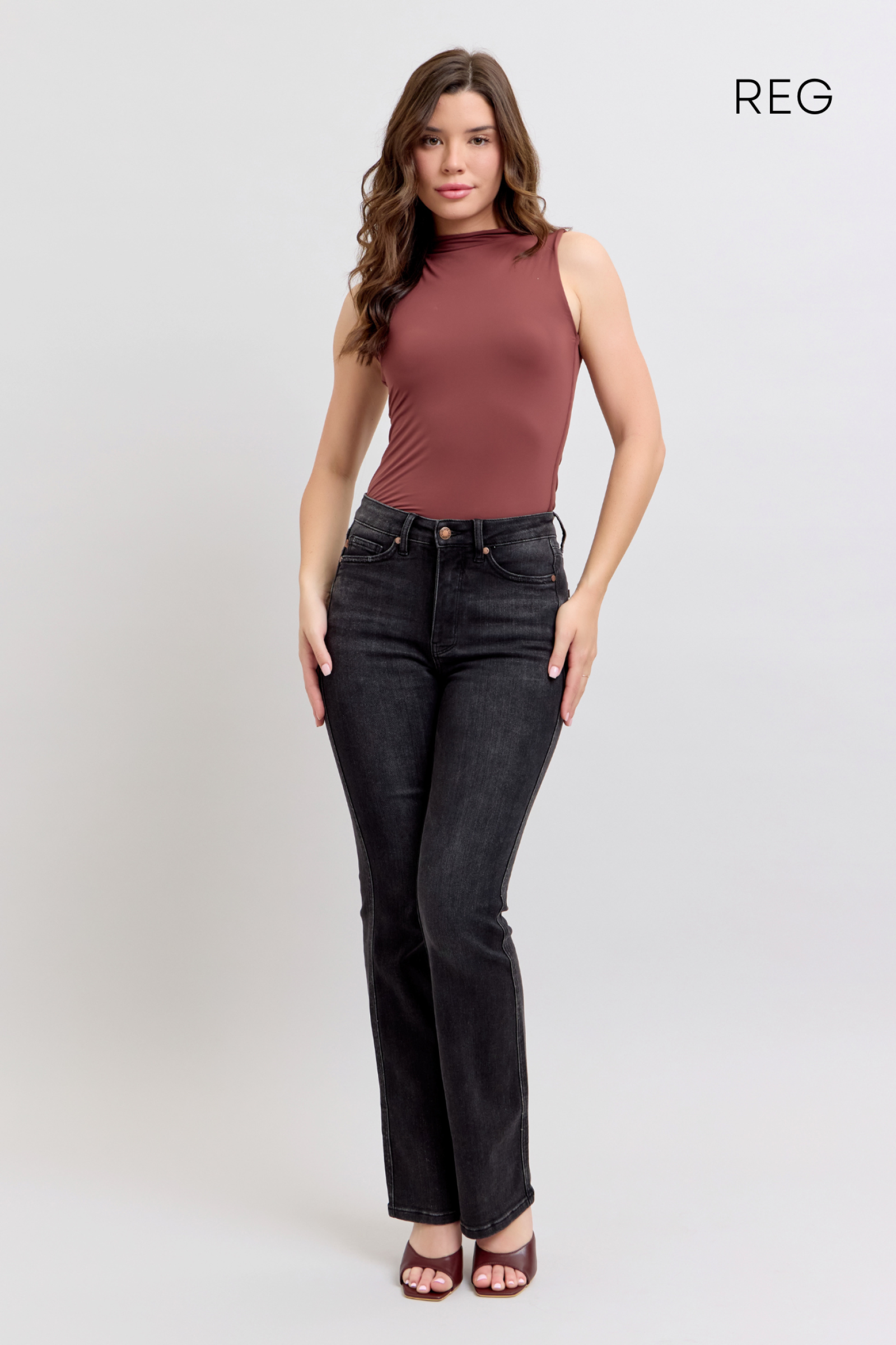 BLACK HIGH WAIST BOOTCUT TUMMY CONTROL *REGULAR INSEAM* JUDY BLUE DENIM
