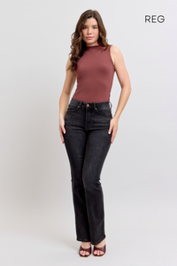 BLACK HIGH WAIST BOOTCUT TUMMY CONTROL *REGULAR INSEAM* JUDY BLUE DENIM