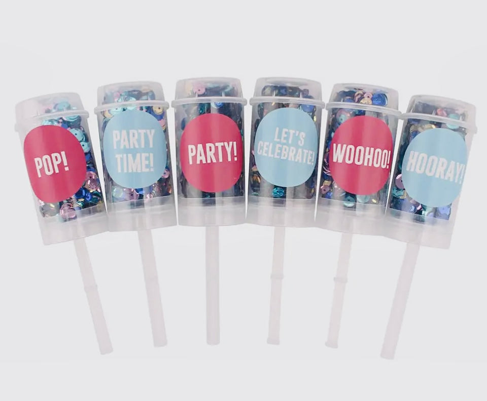 Glitter Sequin Push Pops Box of 6