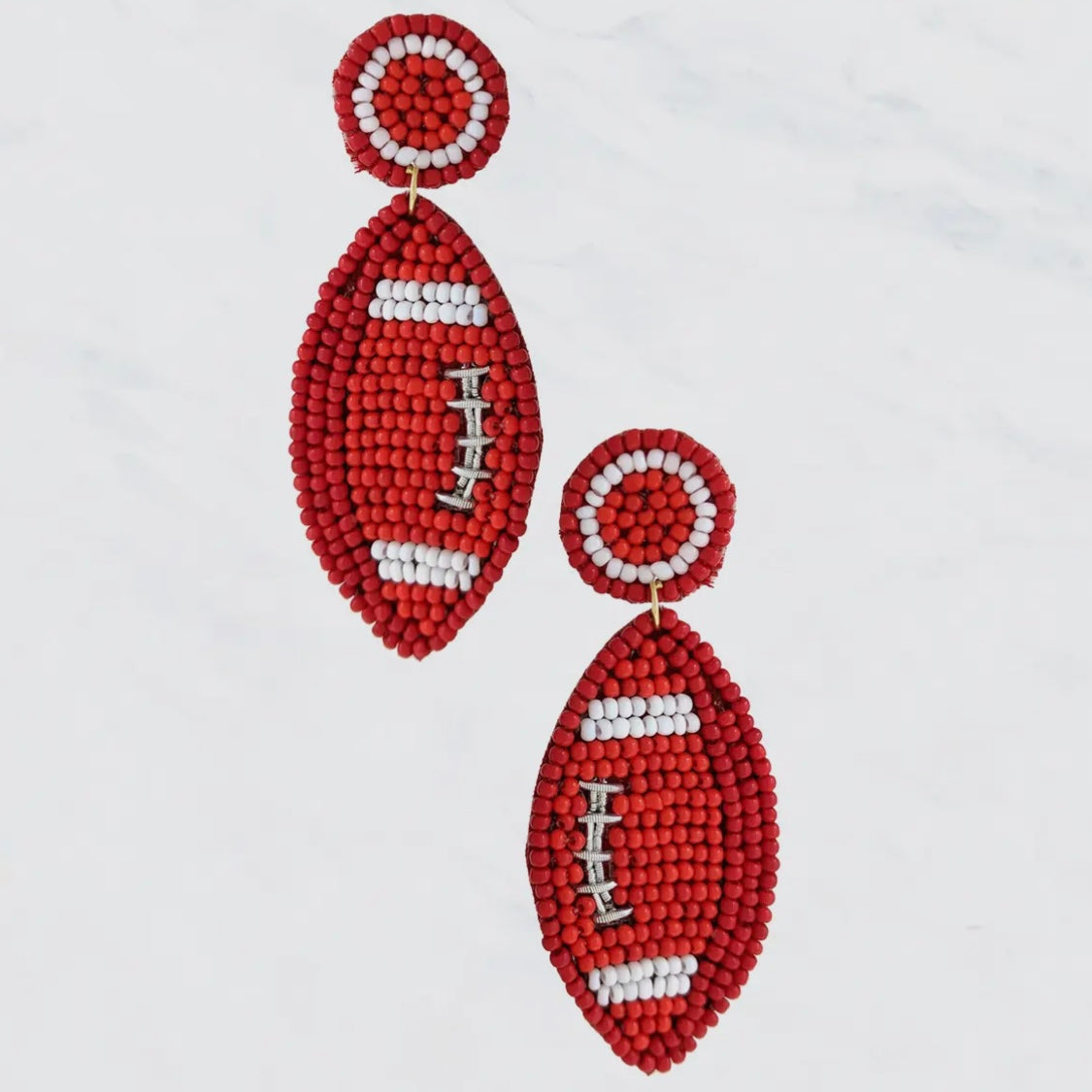 COLORED FOOTBALL SEEDBEAD EARRINGS