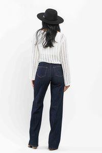 Judy Blue Darkwash High Waist Front Seam Dart Detail Wide Leg Denim- SIZE: 0 left.