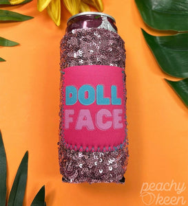 Sequin Slim Can Koozie with Pocket (Skinny Cans)