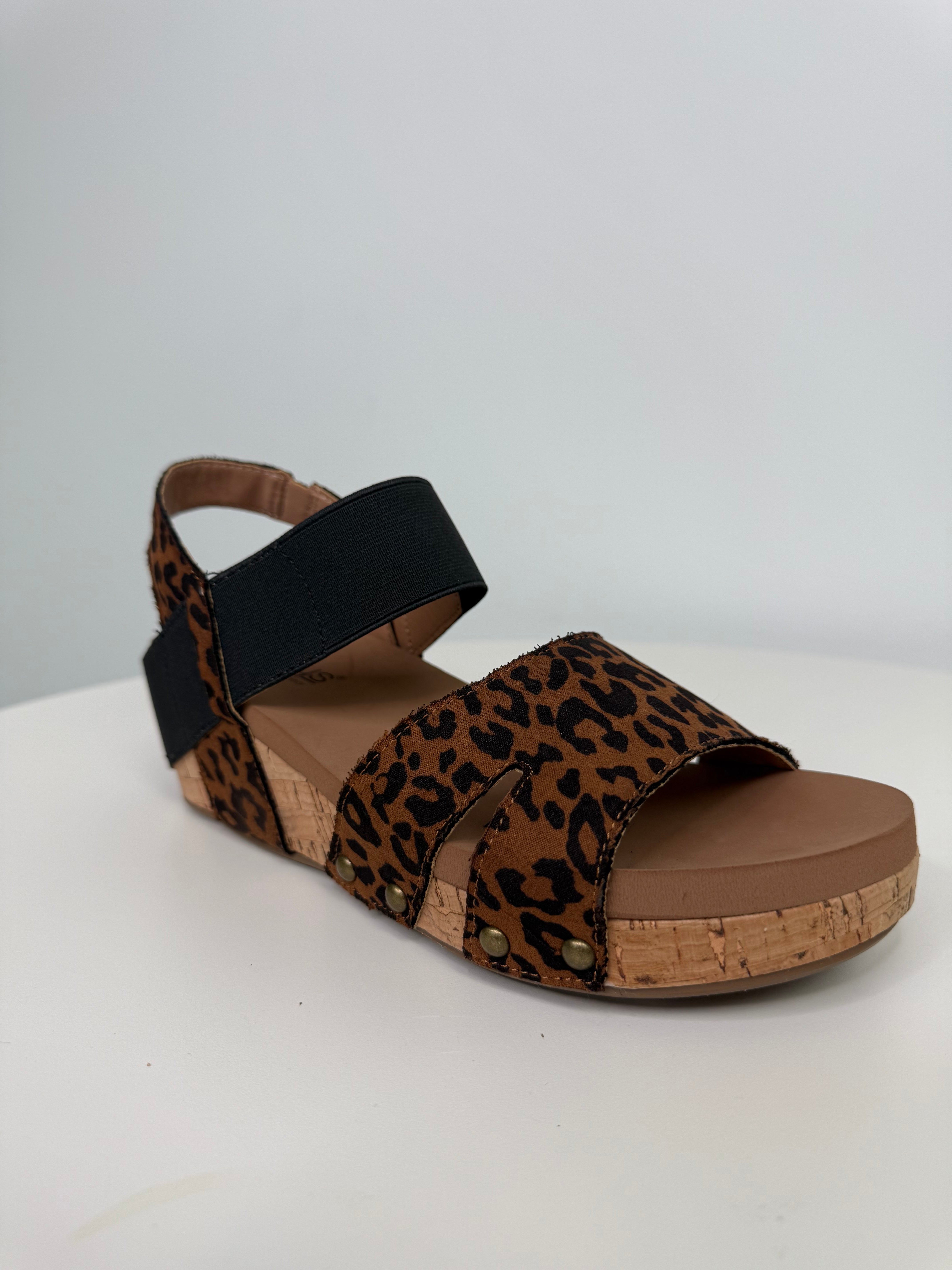BETTER WITH TIME LEOPARD CORKYS SANDAL WEDGES