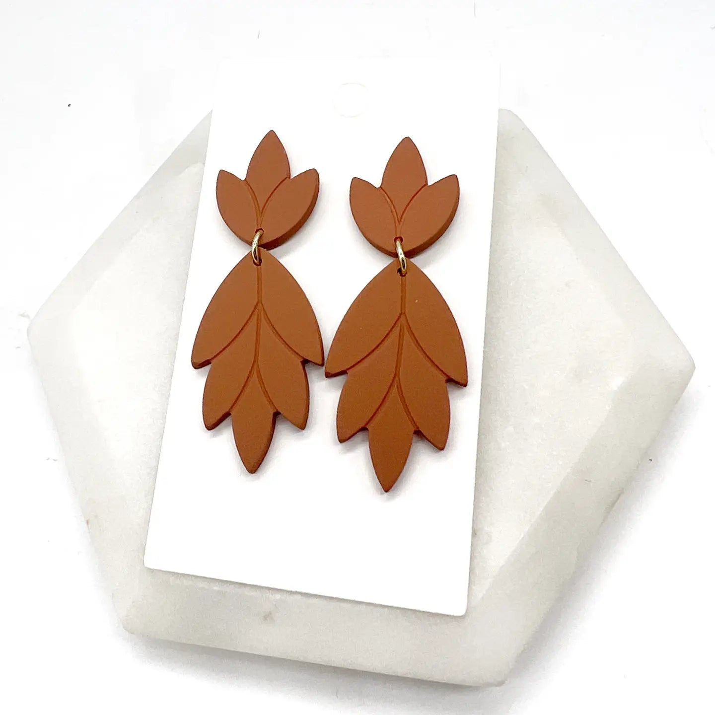 FLORAL RUST ACRYLIC STATEMENT HANDMADE BBB EARRINGS