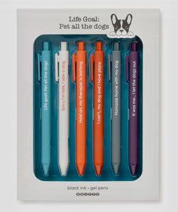 LIFE GOAL PET ALL THE DOGS QUOTABLE GEL PEN SET OF 6