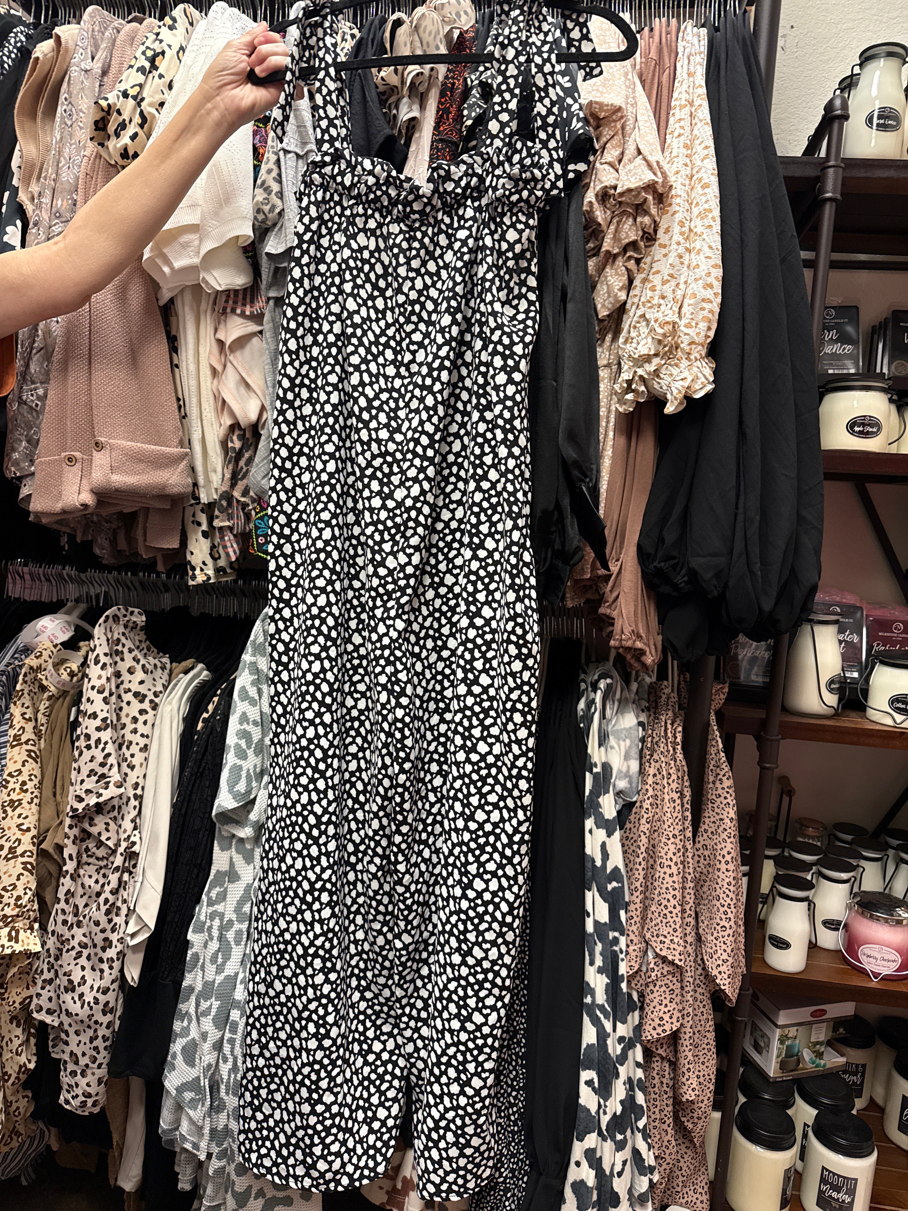 Black Animal Tube Tied Strap Wide Leg Pocket Jumpsuit- SALE