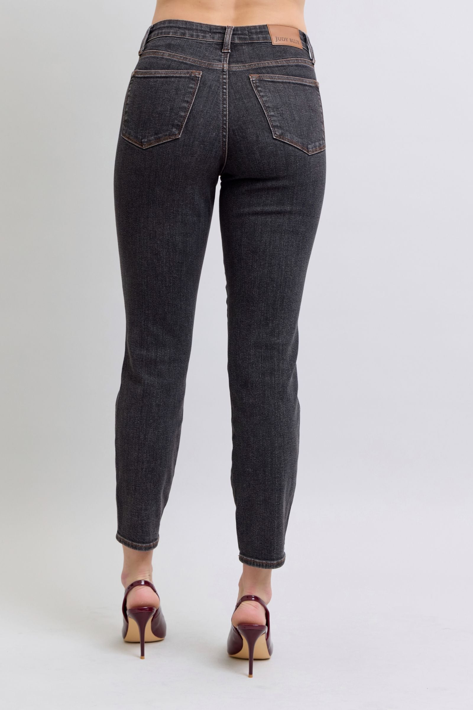 BLACK VINTAGE WASH MID RISE TUMMY CONTROL SLIM FIT JUDY BLUE DENIM