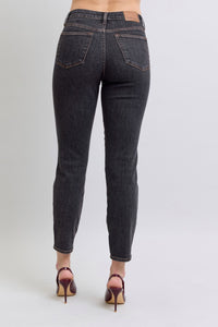 BLACK VINTAGE WASH MID RISE TUMMY CONTROL SLIM FIT JUDY BLUE DENIM