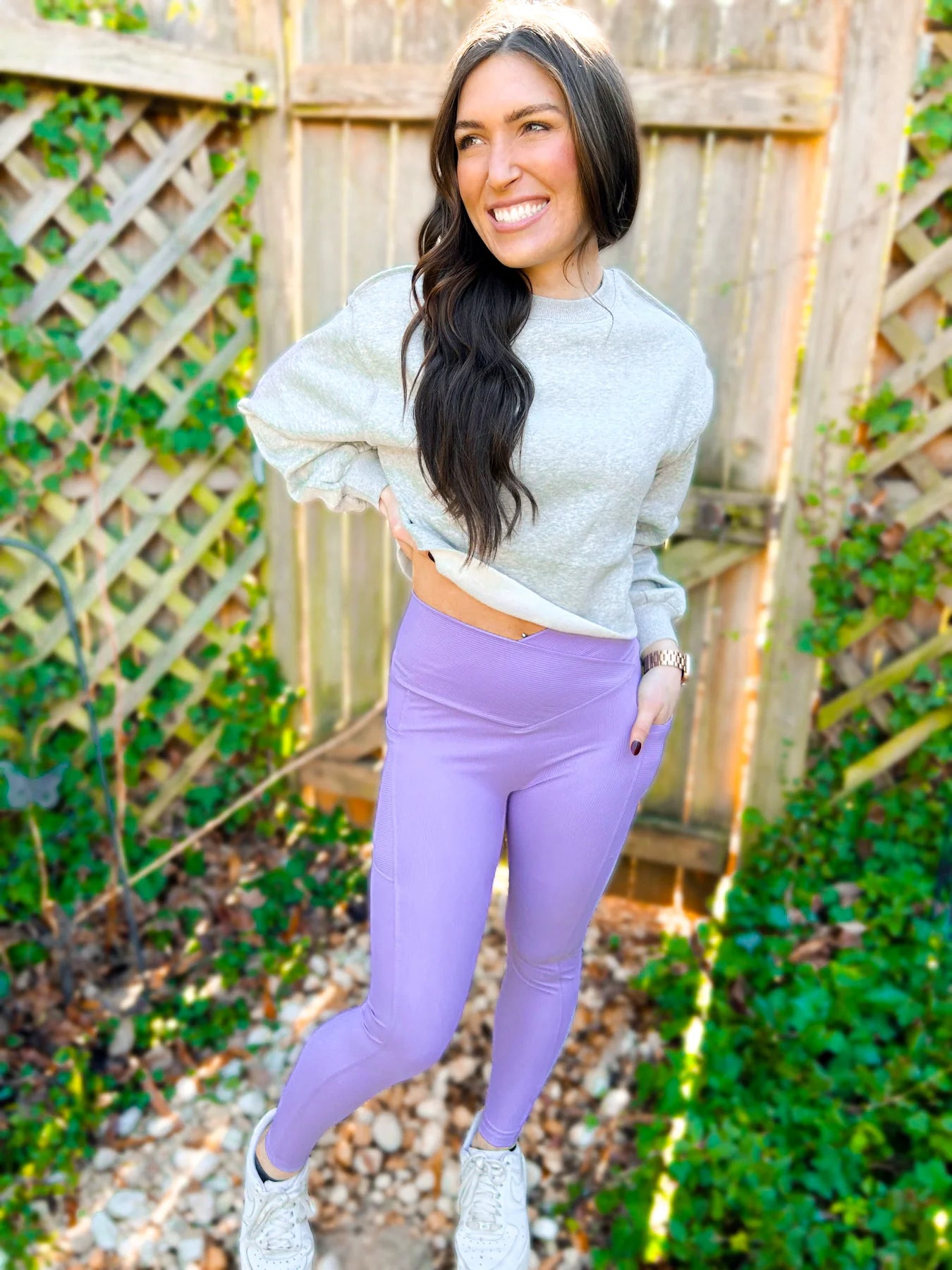 LILAC MOLLY MAX SCULPT DIAGONAL RIBBED LEGGINGS