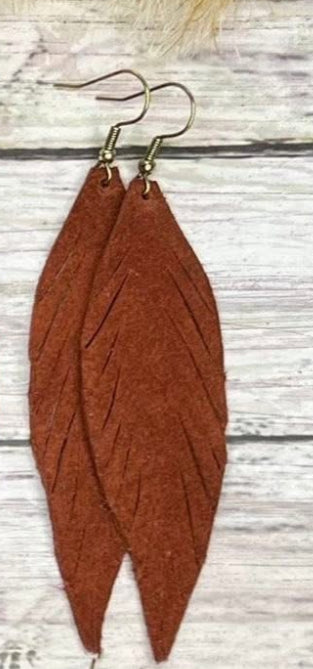 LONG FEATHER LIGHTWEIGHT LEATHER HANDMADE EARRINGS BY B.O.D
