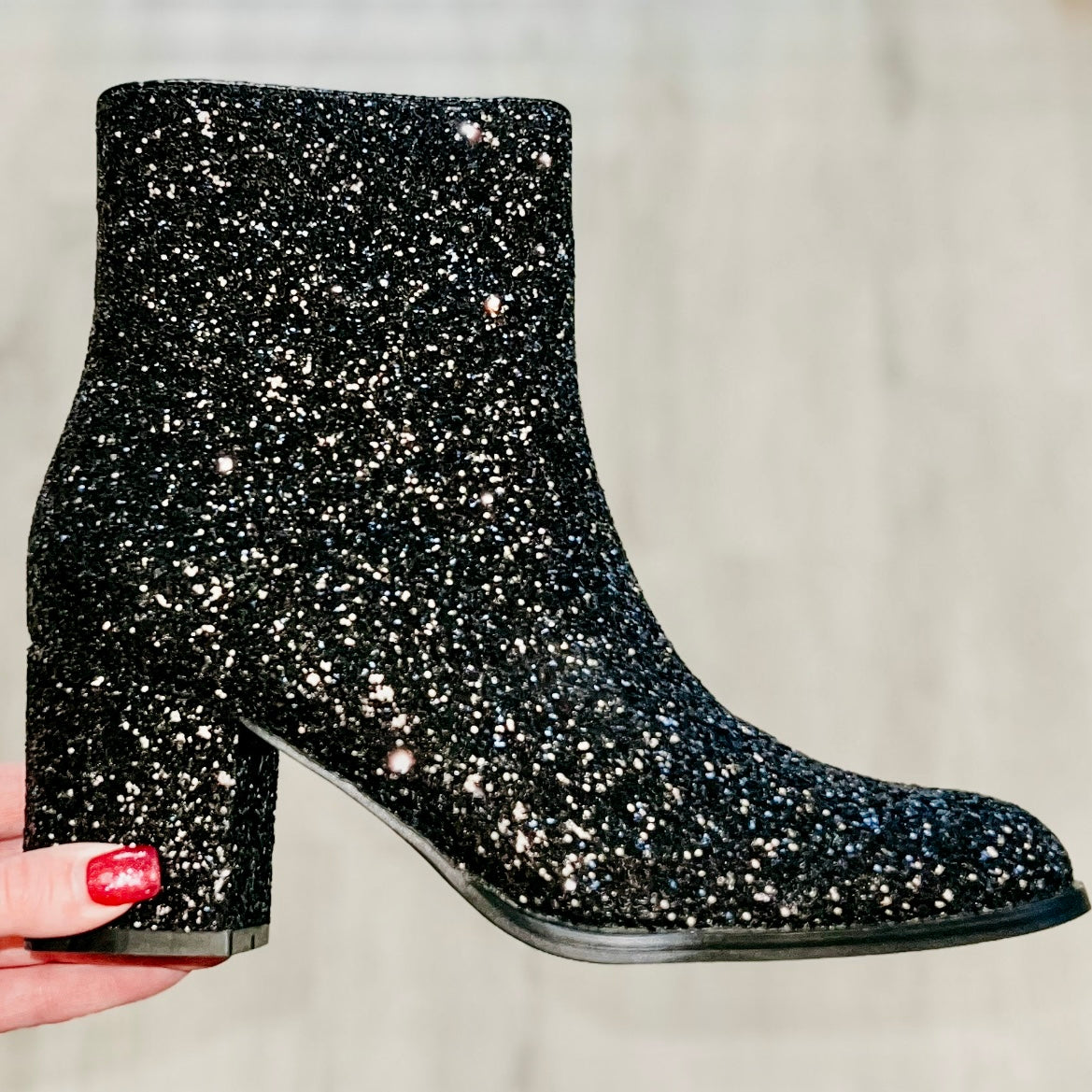 Razzle Dazzle Black Glitter Boots Corkys- SALE- SIZES 9,10,11 LEFT