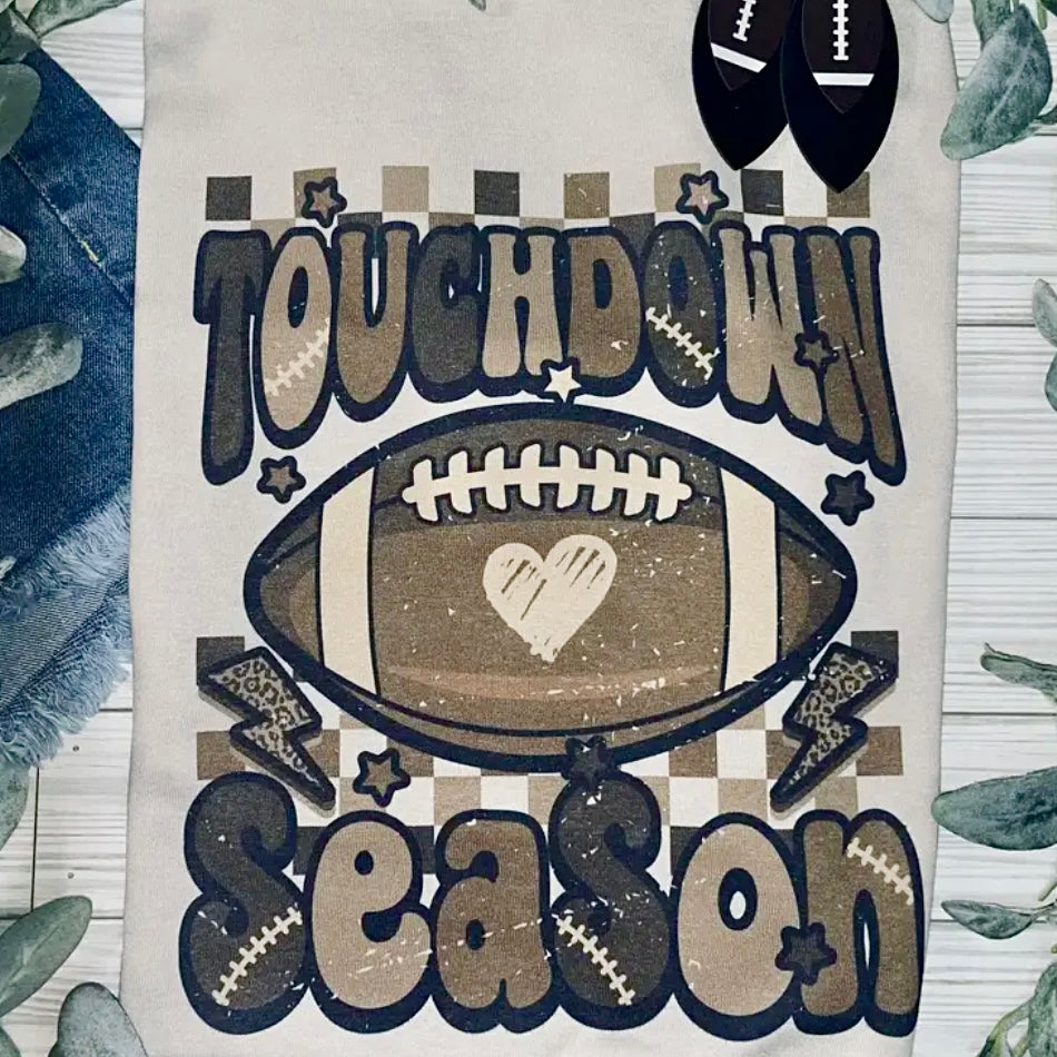 TOUCHDOWN SEASON TAN FOOTBALL TEE