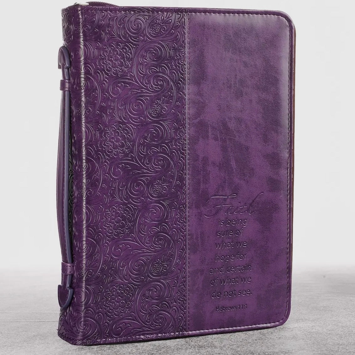 Faith Purple Faux Leather Fashion Bible Cover Hebrews 11:1 - MEDIUM