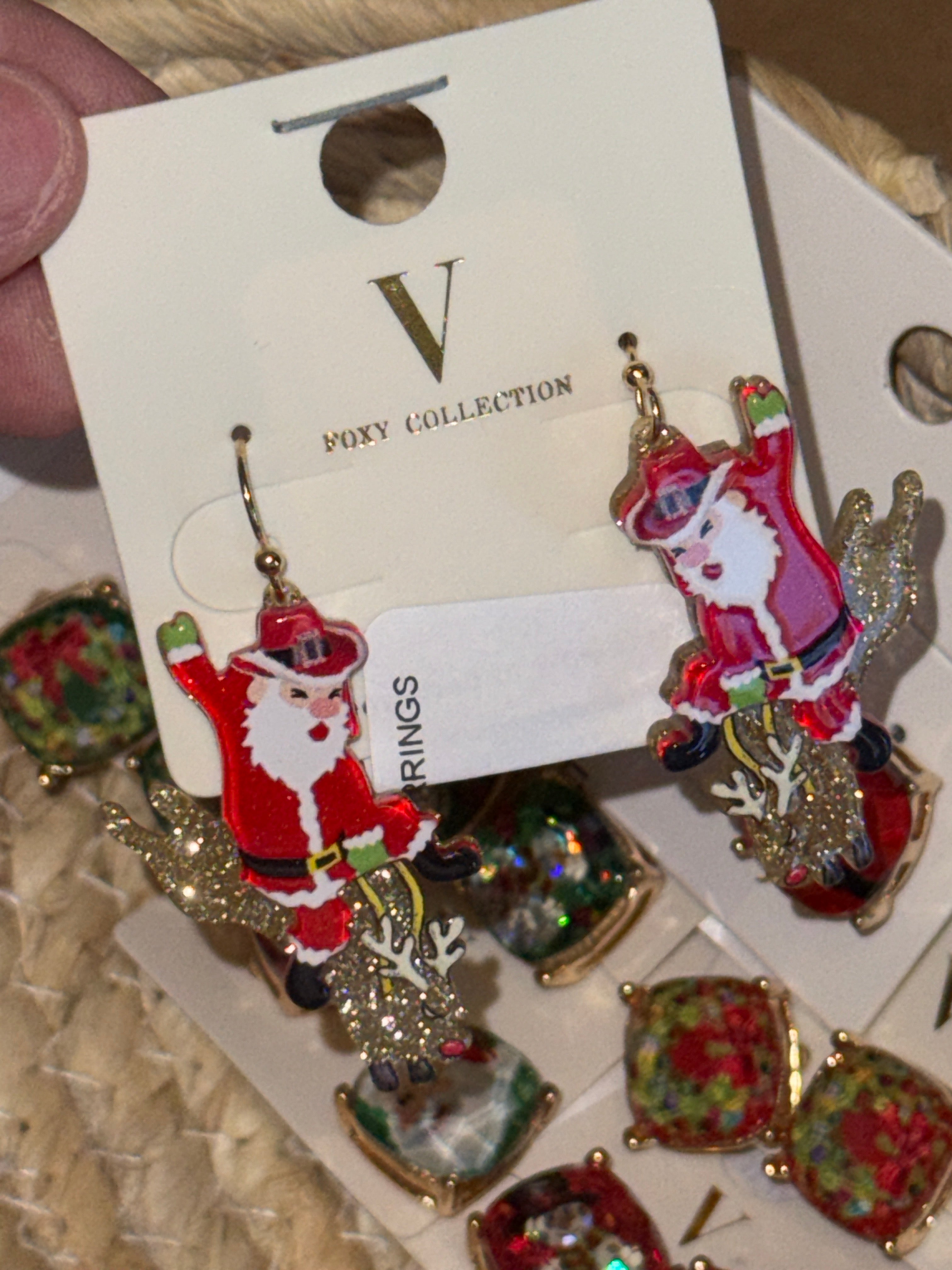 SANTA RIDING REINDEER EARRINGS