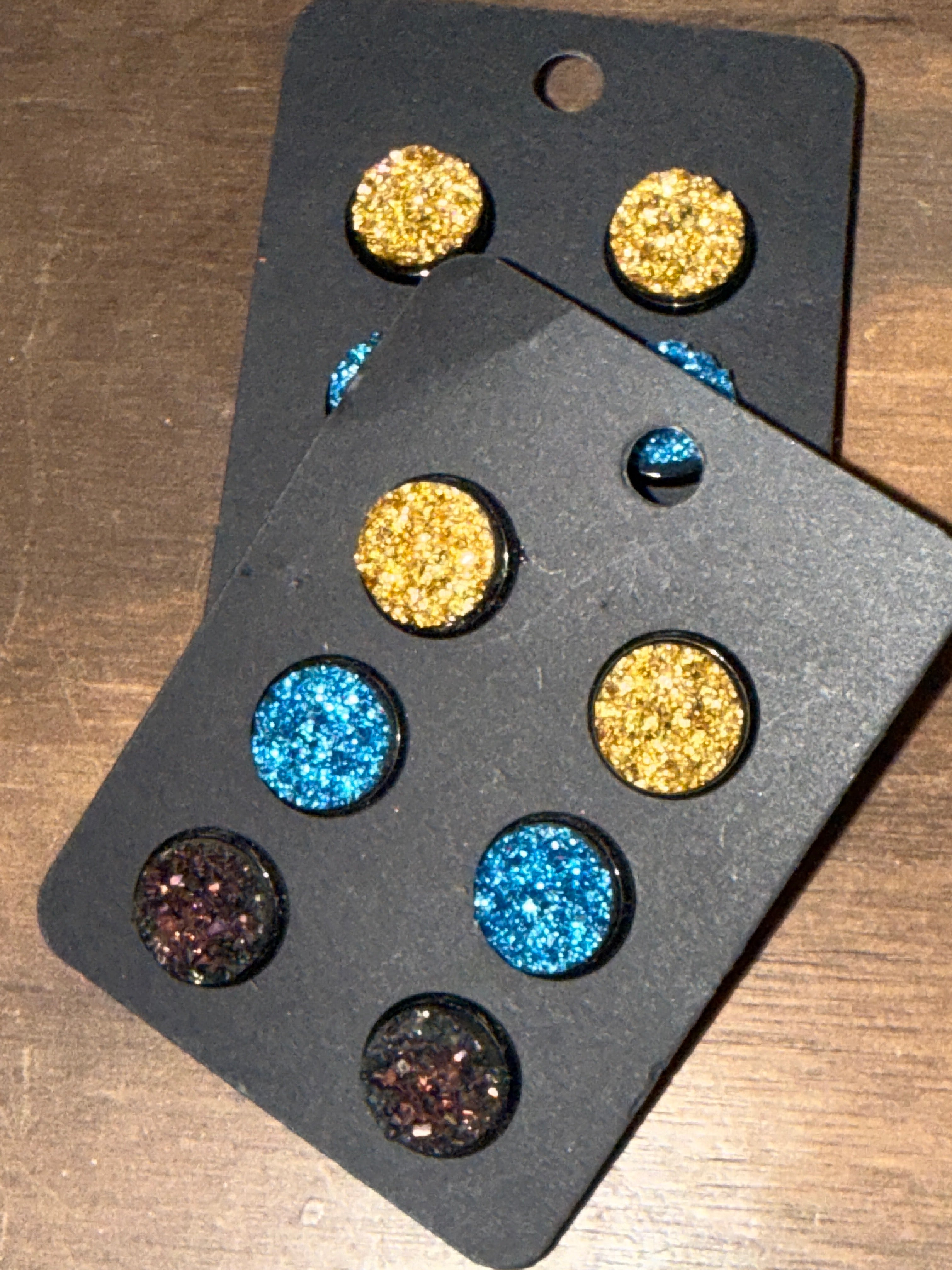 Rugged Cowgirl 3 Pack Black Druzy 12mm Earring Set- SALE- 1 LEFT