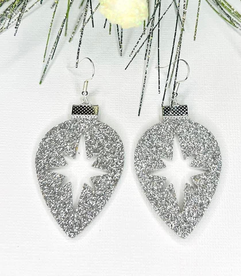 STAR CUT OUT SHIMMERY CHRISTMAS ORNAMENT HANDMADE EARRINGS BY B.O.D