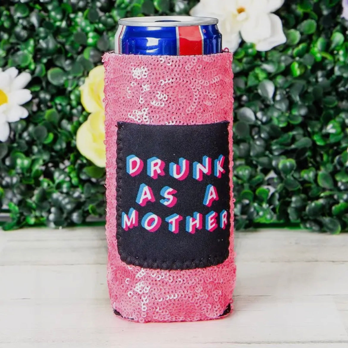 Sequin Slim Can Koozie with Pocket (Skinny Cans)