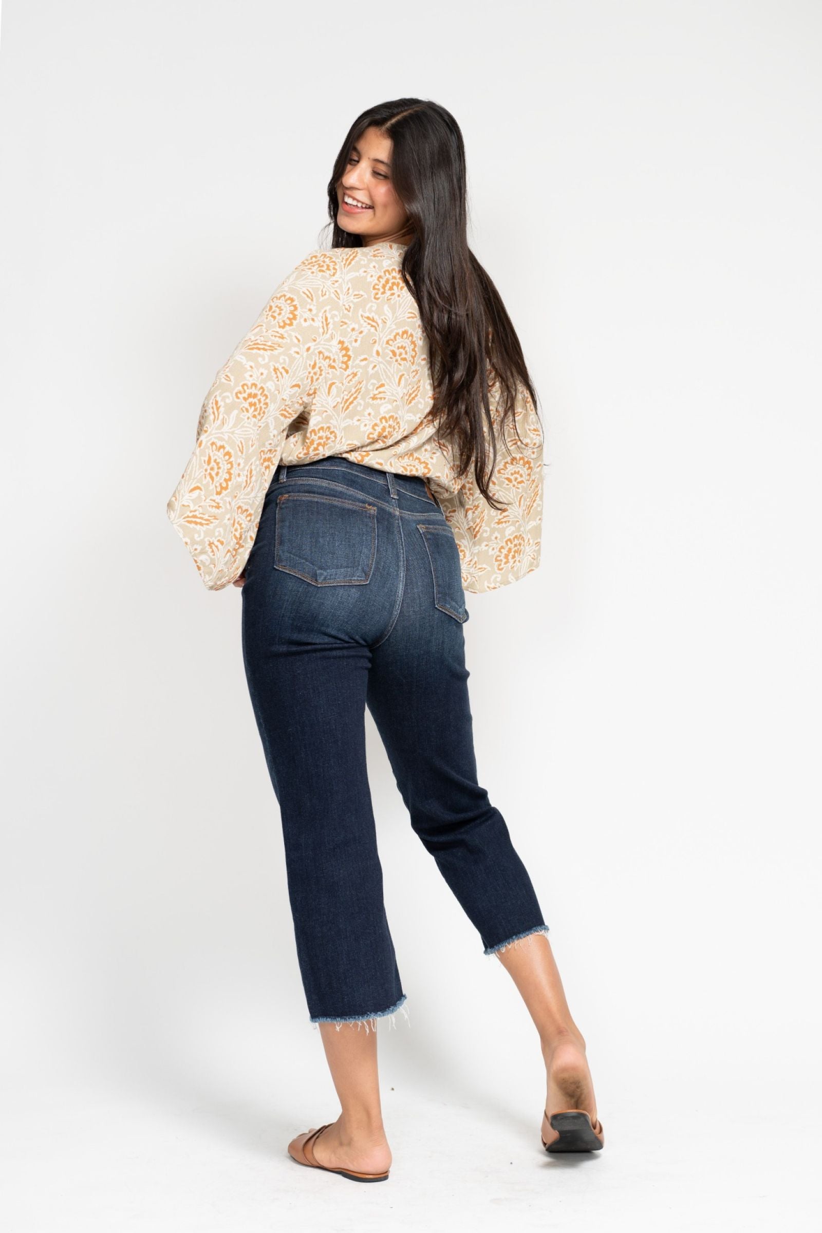 JUDY BLUE DARKWASH HIGH WAIST CROPPED WIDE LEG DENIM