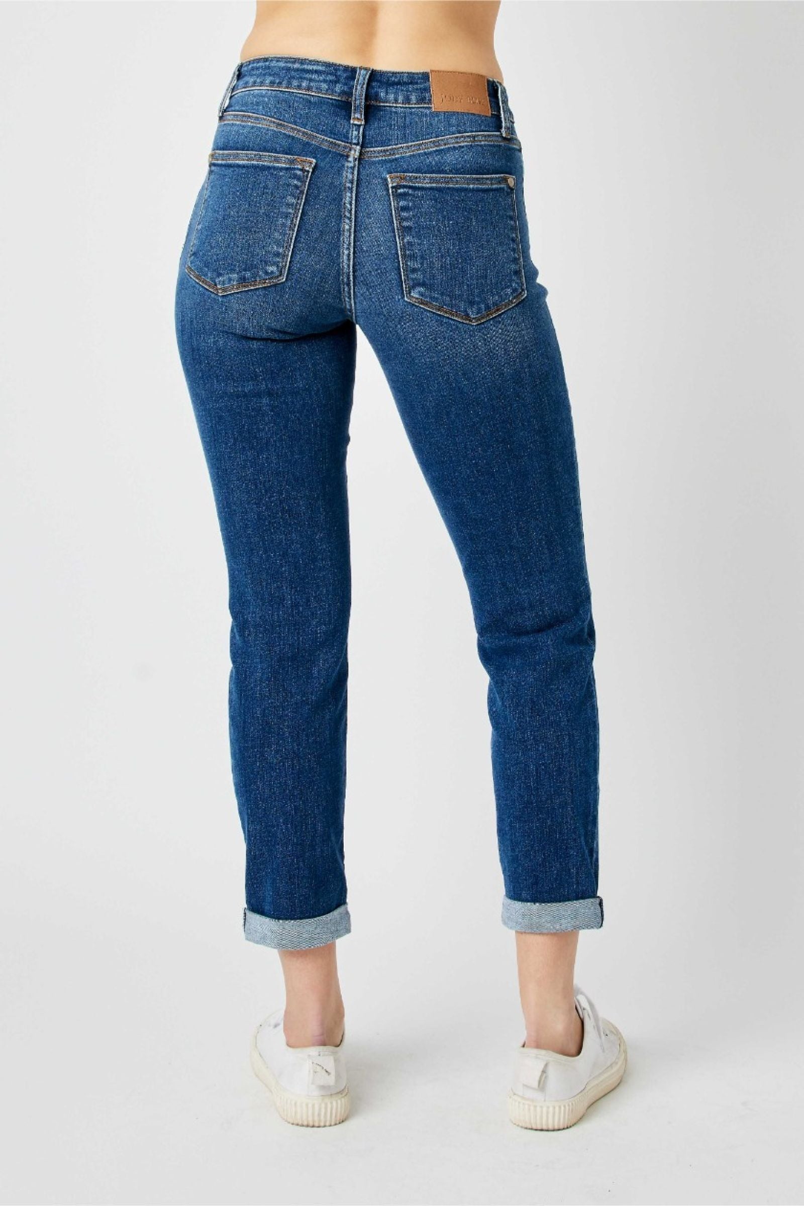 MID RISE DESTROYED SLIM MEDIUM WASH JUDY BLUE DENIM-PLUS