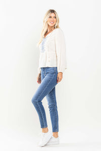 High Waist Medium Wash Classic Thermal Skinny Judy Blue Denim-PLUS