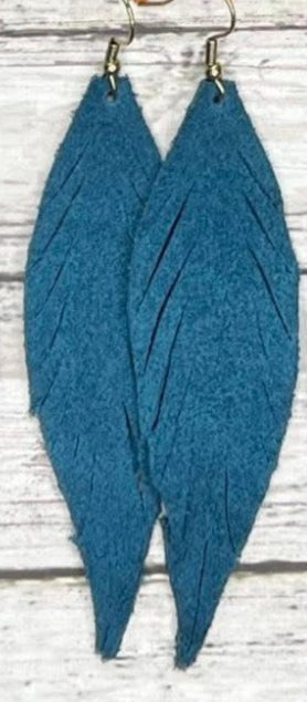 LONG FEATHER LIGHTWEIGHT LEATHER HANDMADE EARRINGS BY B.O.D