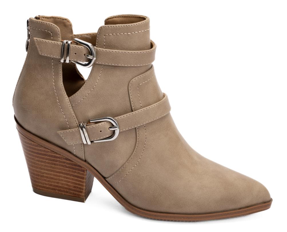 GIRLS NIGHT CAMEL BUCKLE ACCENT CORKYS BOOTIE BOOTS