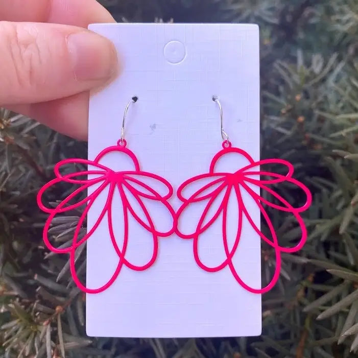 HOT PINK LOOPY METAL HANDMADE BBB EARRINGS