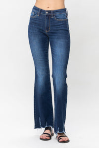 MID RISE DARK WASH NON DISTRESSED HEM BOOTCUT JUDY BLUE DENIM-PLUS