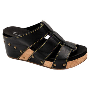 CATCH OF THE DAY BLACK CORKYS SANDAL WEDGES