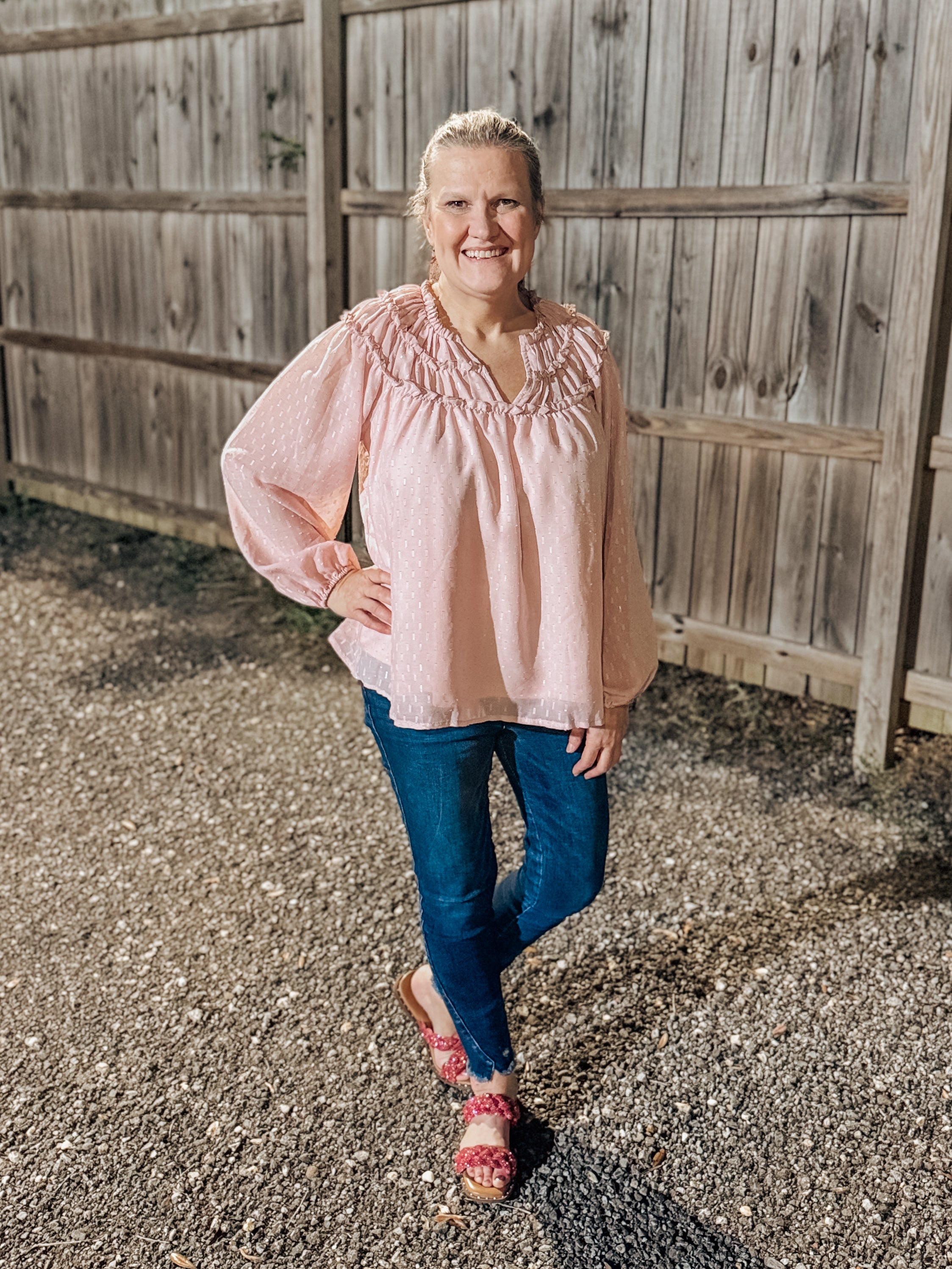 Mauve Ruched Neckline Top- SALE- SMALL AVAILABLE