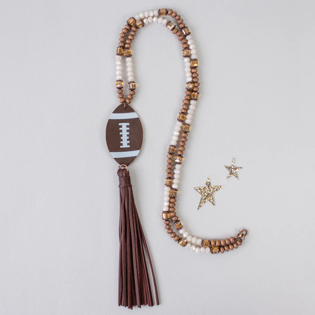 TASSEL FOOTBALL BROWN NECKLACE