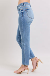 MID RISE VINTAGE WASH SLIM FIT WITH CELL PHONE POCKET MEDIUM WASH JUDY BLUE DENIM