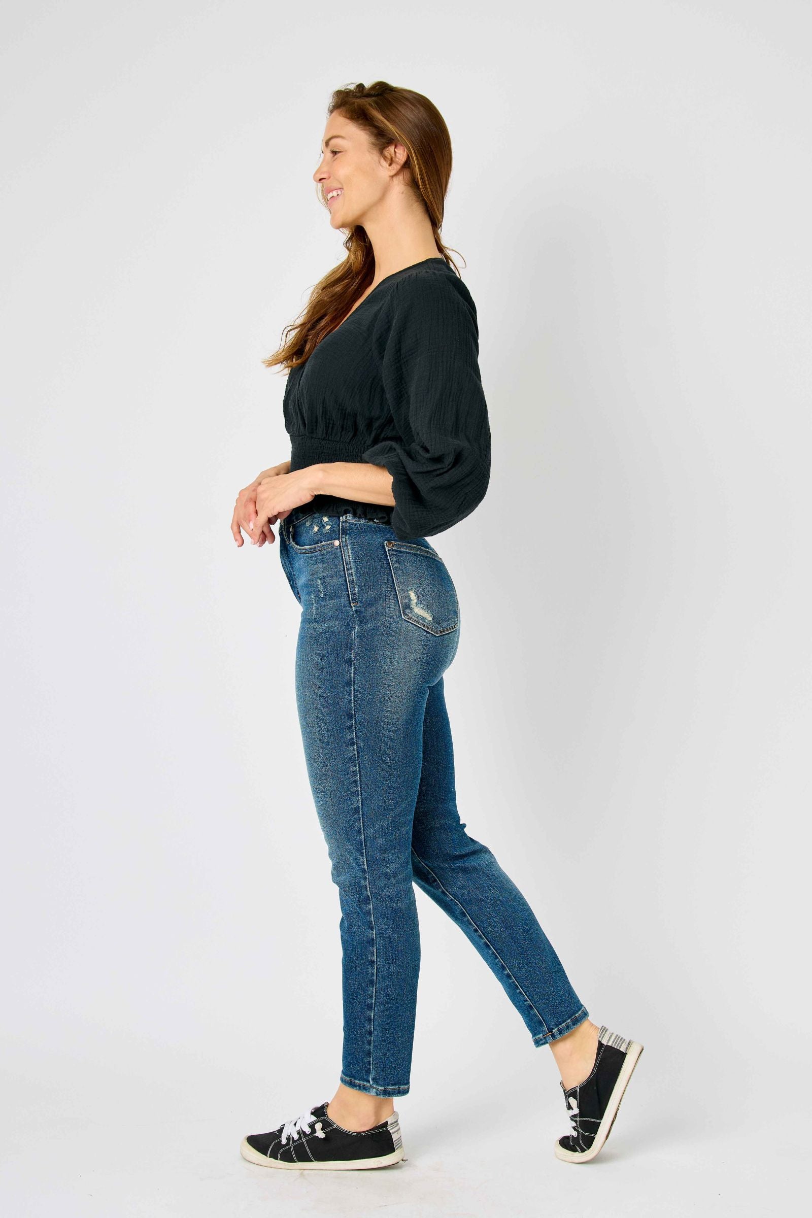 HIGH WAIST TUMMY CONTROL SLIM DARKWASH JUDY BLUE DENIM-PLUS