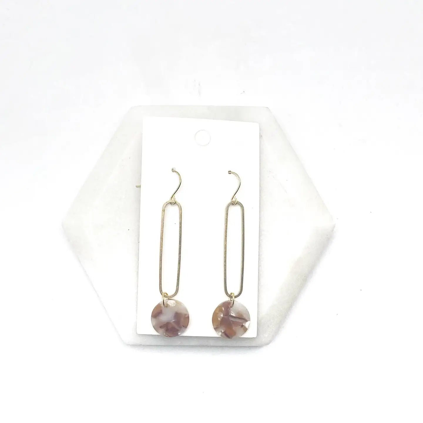 GOLD OBLONGATED CAMEL DISC MINIMALIST HANDMADE BBB EARRINGS