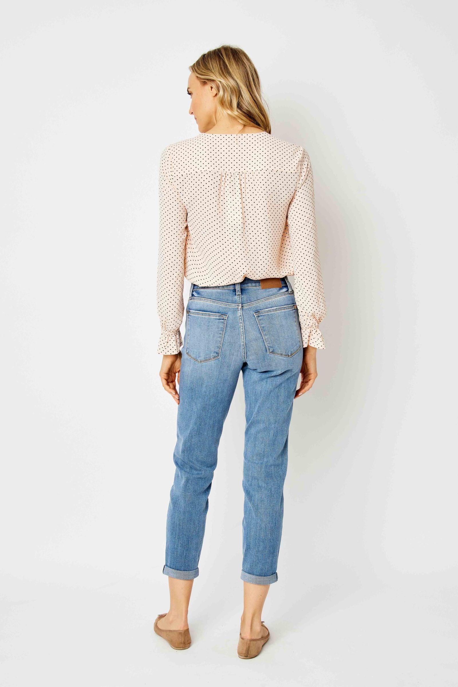 MEDIUM WASH MIDRISE CUFFED SLIM JUDY BLUE DENIM-PLUS